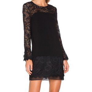Diane Von Furstenberg Lavana Lace Trimmed Mini Dress Black 4